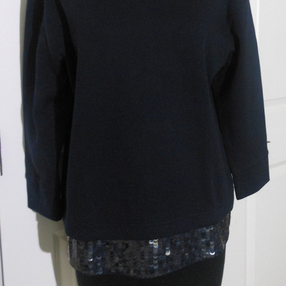 J CREW Sequin Trim Sweatshirt S NWT NAVY - Picture 6 of 7